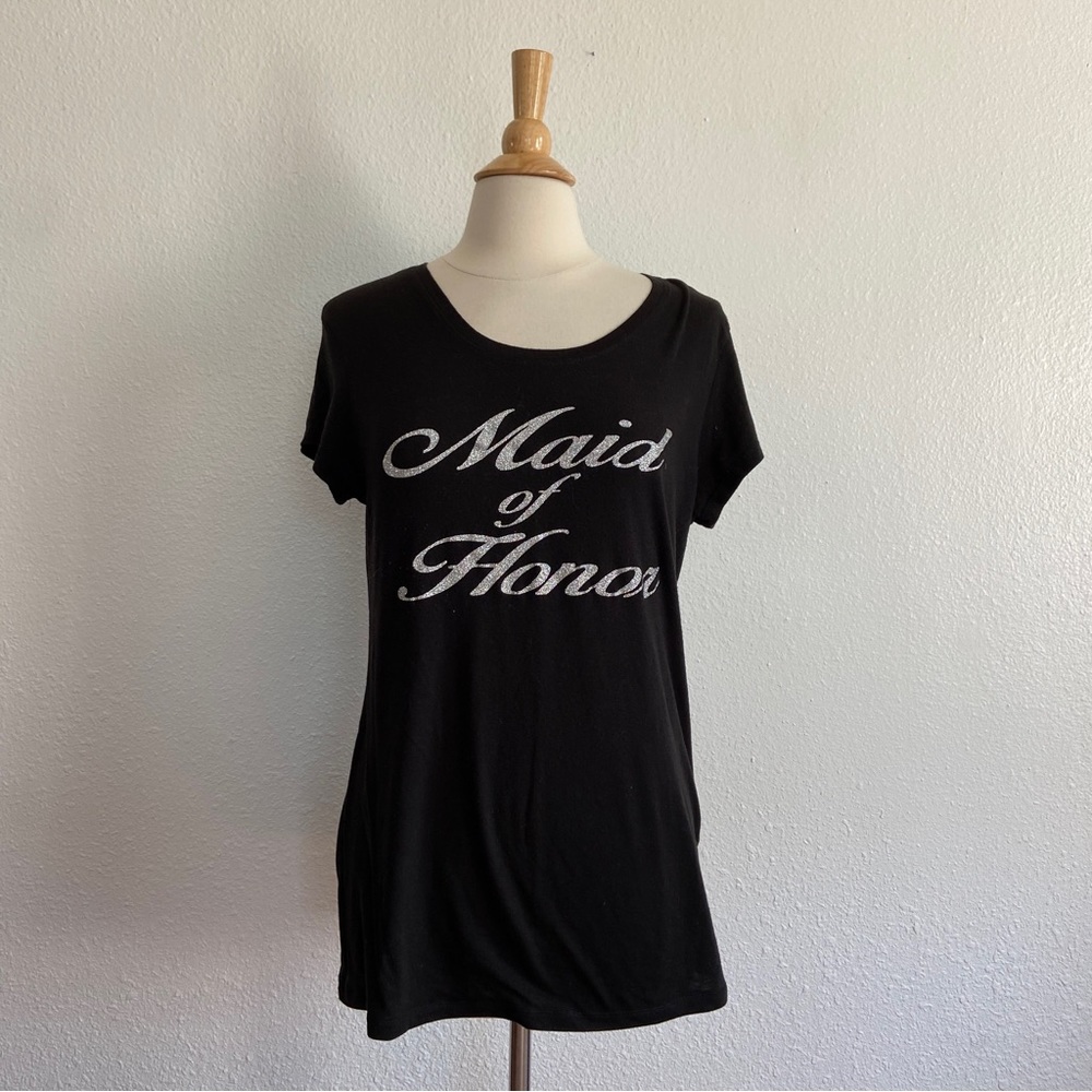 Black Maid of Honor Glitter T-Shirt
